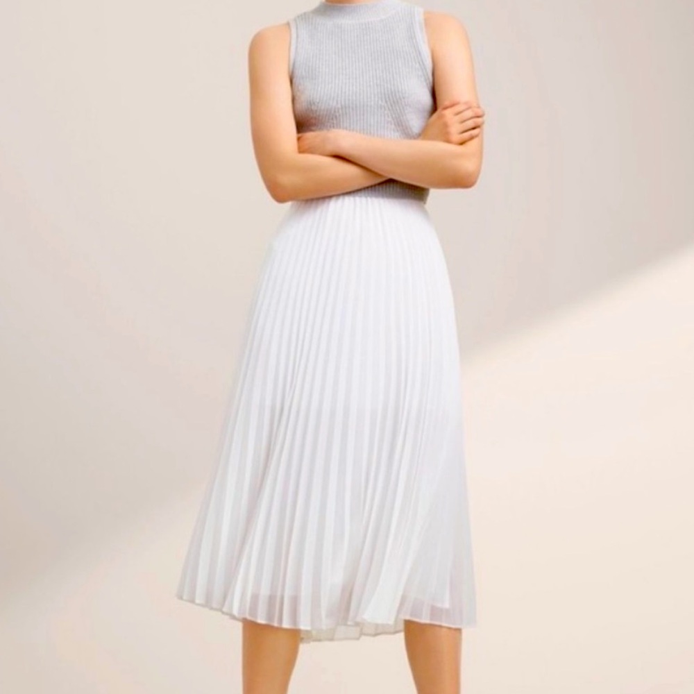 Aritzia Pleated Midi Skirt White